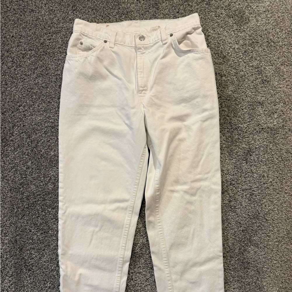 VTG Levis 950 Jeans Womens 12 Medium White Relaxed Fit Tapered Orange Tag Denim‎
